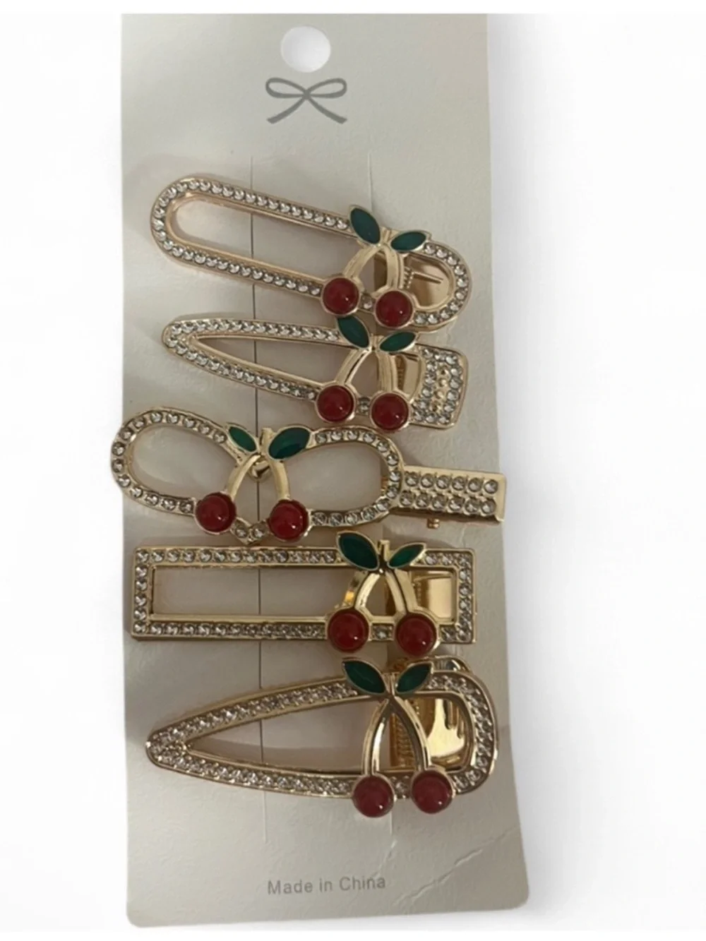 Dani Gold Cherry Crystal Hair Clips